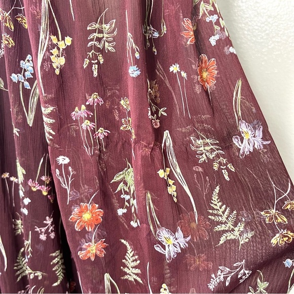 ELOQUII Elements Midi Shirtdress Ruffles Purple Floral Sheer Chiffon Size 22 - Picture 9 of 14